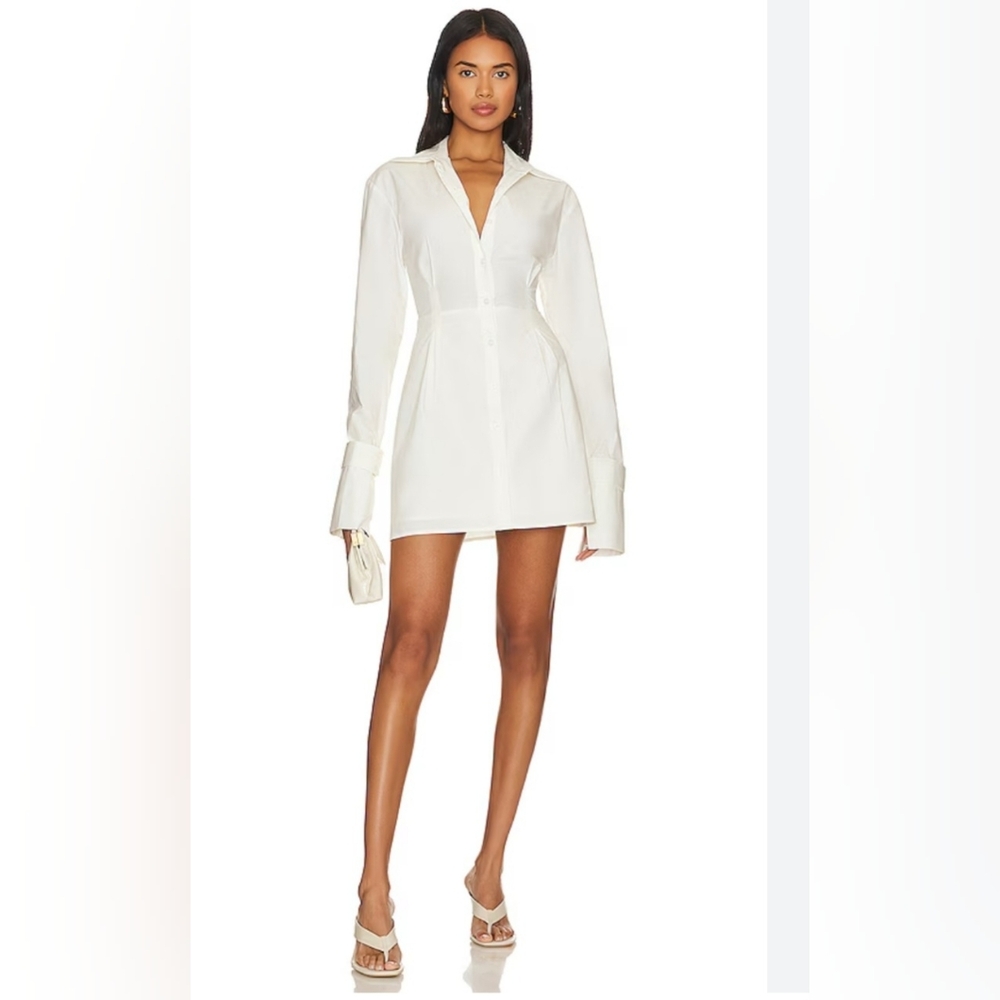 L'Academie Evianna Shirt Dress In Ivory Backless Tie Back Size Large NWOT